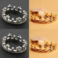 Anillo de dedo de aleación de Zinc, Corona, chapado, con diamantes de imitación, más colores para la opción, libre de plomo & cadmio, 5-10mm, tamaño:7-9, Vendido por UD
