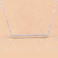 Sterling Silver Jewelry Necklace, 925 Sterling Silver, with 1.7lnch extender chain, Rectangle, oval chain, 28mm Approx 15.3 Inch 