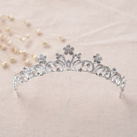 Bridal Tiaras, Zinc Alloy, silver color plated, for bridal & with rhinestone, lead & cadmium free, 150mm 