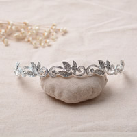 Bridal Tiaras, Zinc Alloy, silver color plated, for bridal & with rhinestone, lead & cadmium free, 155mm 
