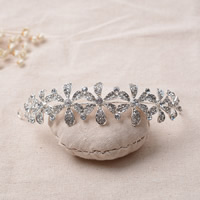 Bridal Tiaras, Zinc Alloy, silver color plated, with rhinestone, lead & cadmium free 