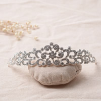 Bridal Tiaras, Zinc Alloy, silver color plated, for bridal & with rhinestone, lead & cadmium free, 145mm 