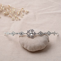 Bridal Tiaras, Zinc Alloy, with Glass, silver color plated, for bridal & faceted & with rhinestone, lead & cadmium free, 150mm 