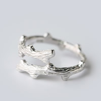 925 Sterling Silver Open Finger Ring, Branch, adjustable, 5mm, US Ring 