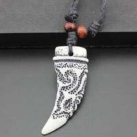 Resin Necklace, with Waxed Cotton Cord & Wood, Horn, imitation ox bone Approx 17.5 Inch 