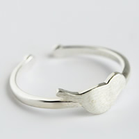 925 Sterling Silver Cuff Finger Ring, Bird, brushed US Ring 
