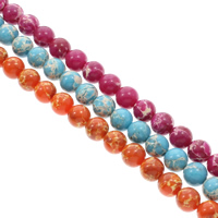 Eindruck Jaspis Perlen, Impression Jaspis, rund, natürlich, verschiedene Größen vorhanden, keine, Bohrung:ca. 1mm, Länge:ca. 15.5 ZollInch, verkauft von Strang