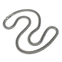 Collar de cadena de acero inoxidable, cadenilla & para hombre, color original, 7x10x1.5mm, longitud:aproximado 23 Inch, Vendido por Sarta