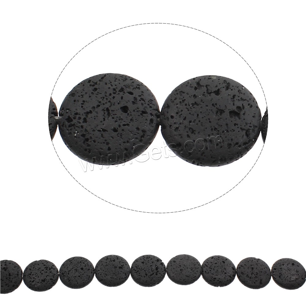 Natural Lava Beads, Flat Round, different size for choice, Hole:Approx 1mm, Length:Approx 15.5 Inch, Sold By Strand