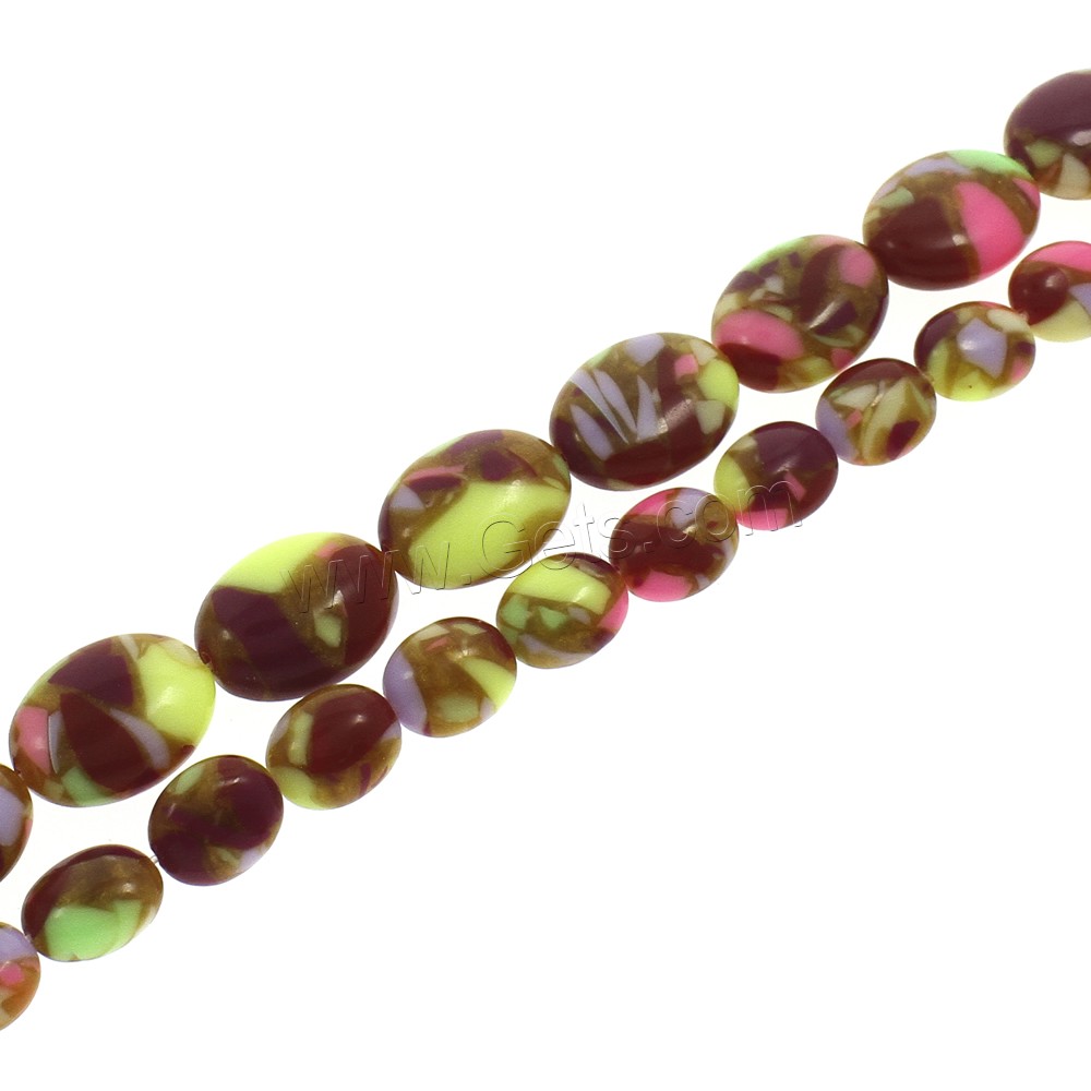 Mosaik Türkis Perlen, flachoval, verschiedene Größen vorhanden, Bohrung:ca. 1.5mm, Länge:ca. 15.5 ZollInch, verkauft von Strang