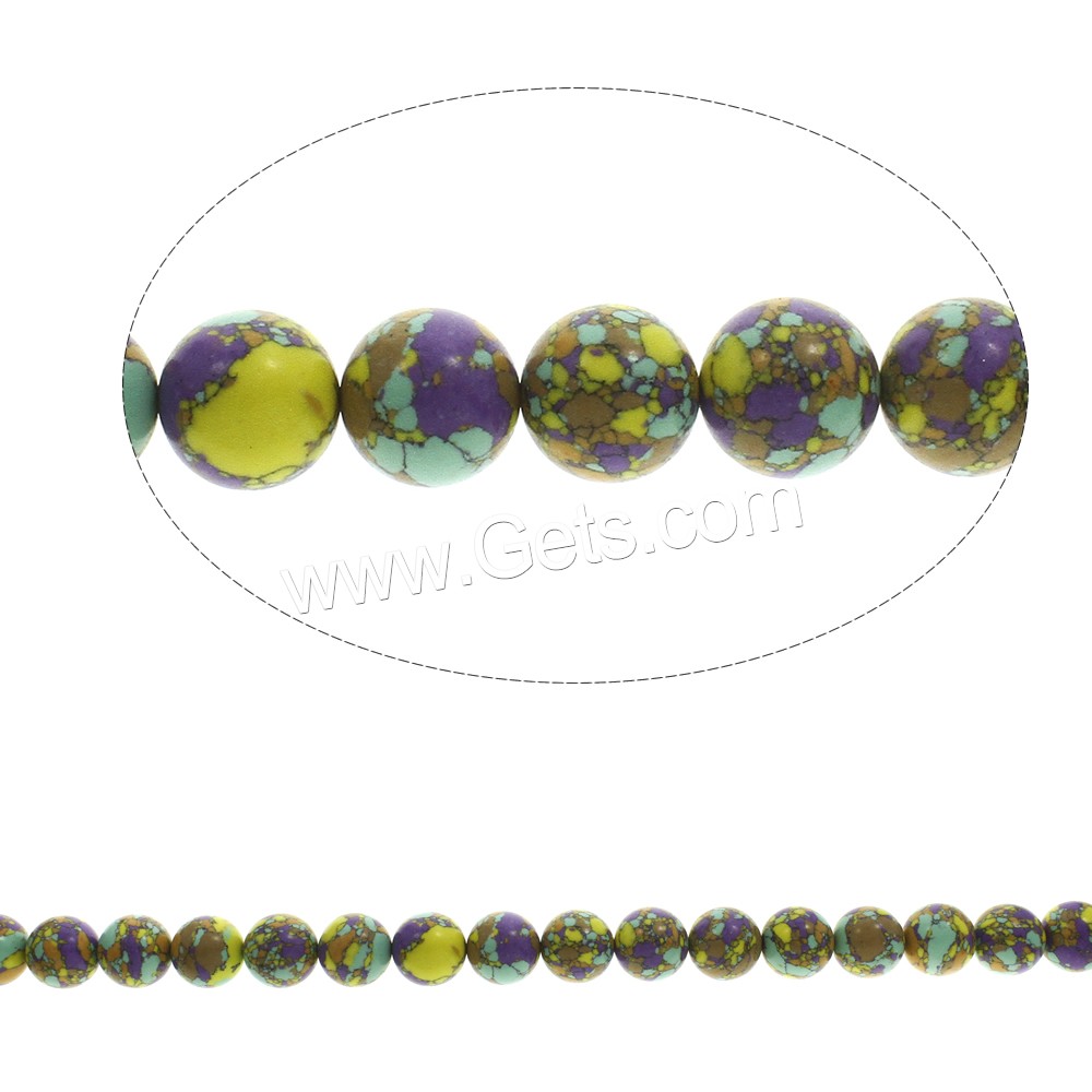 Mosaik Türkis Perlen, rund, synthetisch, verschiedene Größen vorhanden, keine, Bohrung:ca. 1-1.5mm, Länge:ca. 15.5 ZollInch, verkauft von Strang