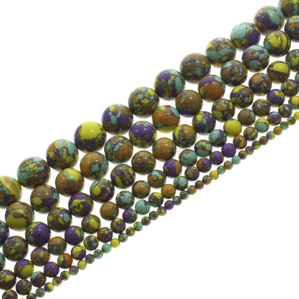 Mosaïque de perles Turquoise, Turquoise mosaïque, Rond, synthétique, normes différentes pour le choix, plus de couleurs à choisir, Trou:Environ 1-1.5mm, Longueur:Environ 15.5 pouce, Vendu par brin