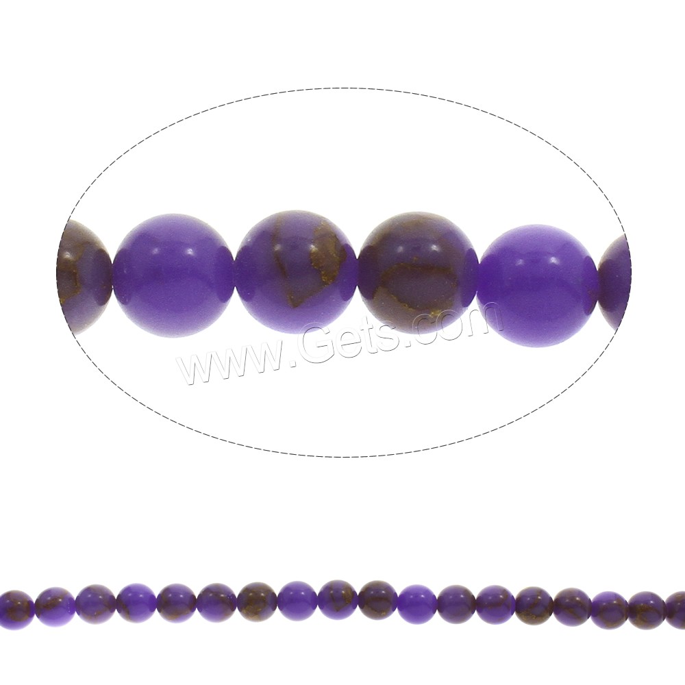 Mosaik Türkis Perlen, rund, synthetisch, verschiedene Größen vorhanden, keine, Bohrung:ca. 1-1.5mm, Länge:ca. 15.5 ZollInch, verkauft von Strang
