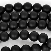 Natural Black Agate Beads, Round & frosted Approx 15 Inch 