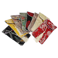 Mobile Phone Pouch, Silk, with Nylon Cord & Iron, Rectangle, mixed colors 
