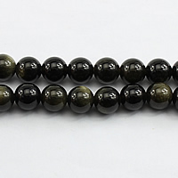 Schwarze Obsidian Perlen, Schwarzer Obsidian, rund, verschiedene Größen vorhanden, Bohrung:ca. 1mm, Länge:ca. 15.5 ZollInch, verkauft von Strang
