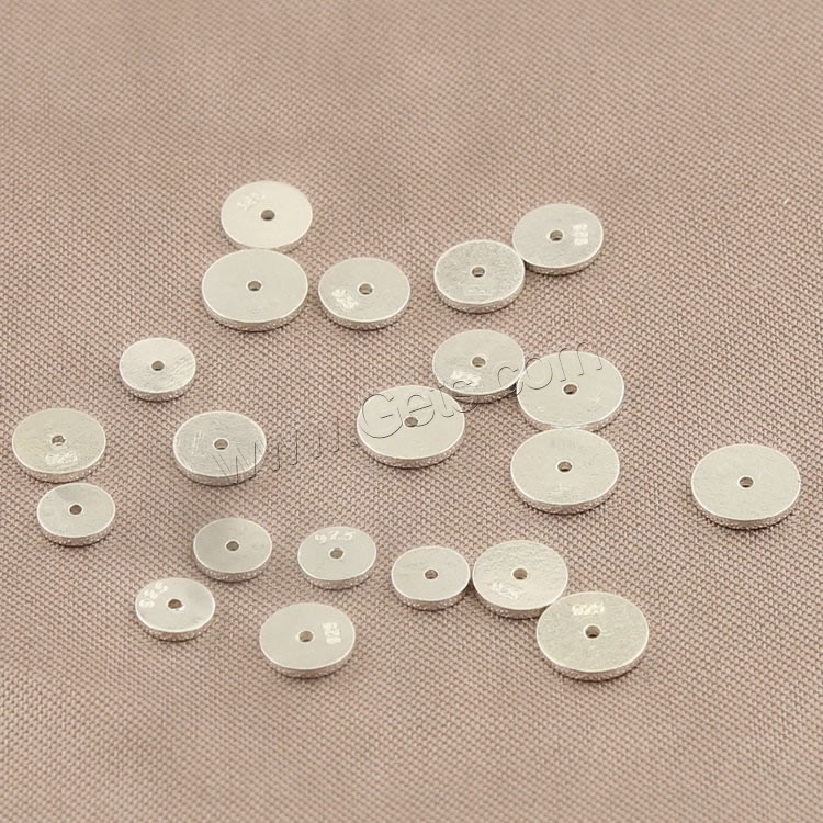Brass Spacer Beads, 925 Sterling Silver, Flat Round, different size for choice, Hole:Approx 1mm, Sold By PC