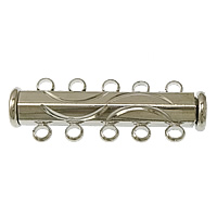 Brass Slide Lock Clasp, Column, platinum color plated, flower cut & Approx 1.5mm 