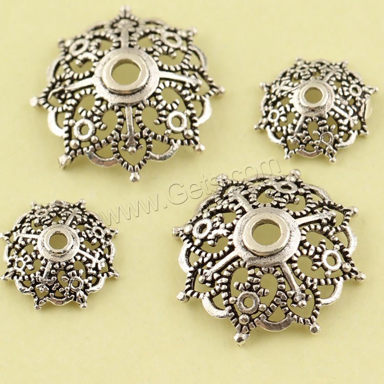 Brass Bead Cap, Flower, antique silver color plated, different size for choice, lead & cadmium free, Hole:Approx 1.5mm, Sold By PC