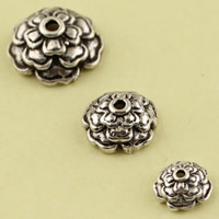 Brass Bead Cap, Flower, antique silver color plated 