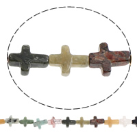 Edelstein Perle, Kreuz, 16x22x5mm, Bohrung:ca. 1mm, Länge:ca. 15.5 ZollInch, ca. 23PCs/Strang, verkauft von Strang