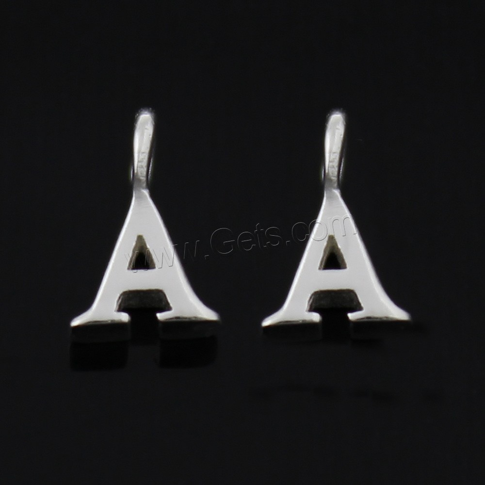 Sterling Silver Letter Pendants, 925 Sterling Silver, plated, different styles for choice, more colors for choice, Hole:Approx 2mm, Sold By PC