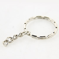 Iron Key Split Ring, platinum color plated, with extender chain, lead & cadmium free 
