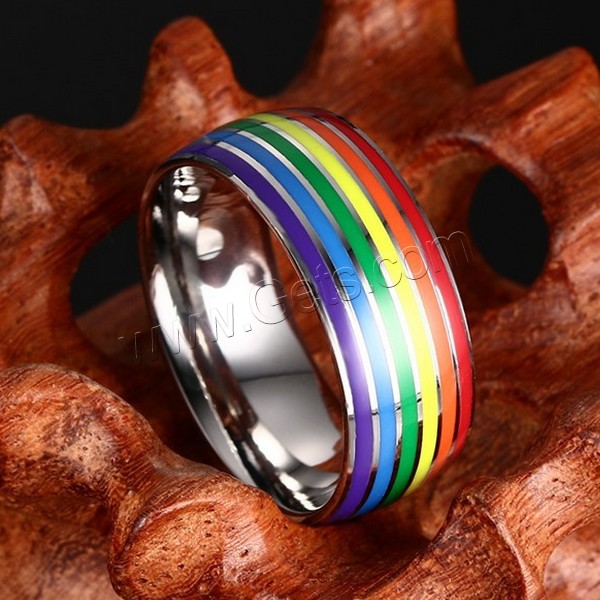 Stainless Steel Finger Ring, plated, different size for choice & epoxy gel, more colors for choice, 8mm, Sold By PC