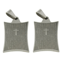 Stainless Steel Pendants, with cross pattern & with letter pattern, original color Approx 