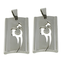 Stainless Steel Pendants, Rectangle, original color Approx 