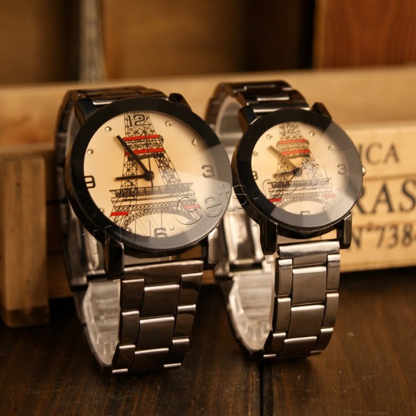 Couple Watch Bracelets, Stainless Steel, plated, different styles for choice & with rhinestone, Sold By PC