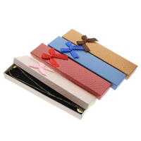 Cajas de Cartón para Collares, con Esponja & Cinta de satén, Rectángular, más colores para la opción, 210x45x23mm, Vendido por UD