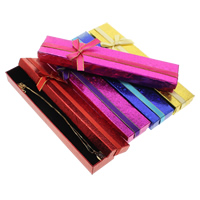 Cajas de Cartón para Collares, con Esponja & Cinta de satén, Rectángular, más colores para la opción, 210x45x23mm, Vendido por UD