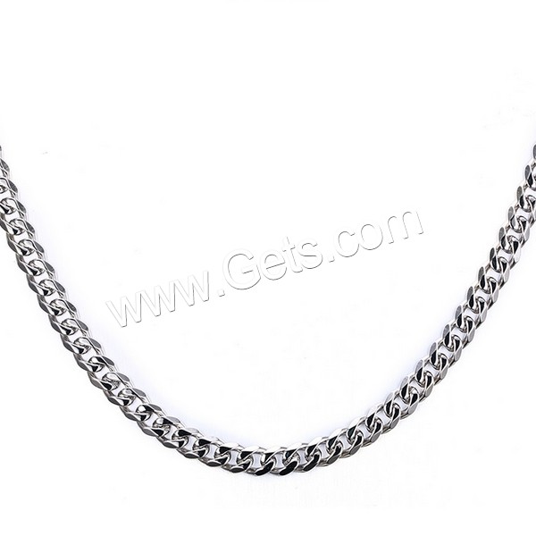 Unisex Necklace, Stainless Steel, different length for choice & curb chain, original color, 5mm, Sold By Strand