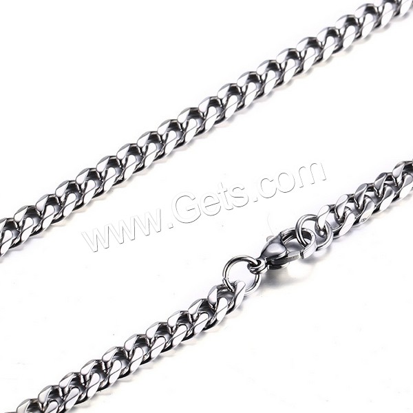 Unisex Necklace, Stainless Steel, different length for choice & curb chain, original color, 5mm, Sold By Strand