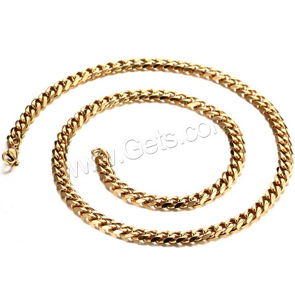 Unisex Halskette, Edelstahl, goldfarben plattiert, unterschiedliche Länge der Wahl & Kandare Kette, 7mm, verkauft von Strang