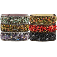 Bracelets en pierres précieuses, Fibre, avec pierre gemme & alliage de zinc, Placage, naturel & réglable, plus de couleurs à choisir, 20mm Environ 8 pouce Vendu par lot