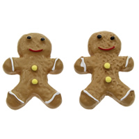 Cabochon résine Noël, Gingerbread Man, dos plat & couleur solide, couleur de café Vendu par PC