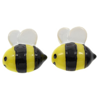 Animal Resin Cabochon, Bee, flat back, yellow 