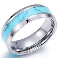 Мужское вольфрамовое стальное кольцо навалом, Вольфрама сталь, с бирюза, природный & разный размер для выбора & Мужский, оригинальный цвет продается PC