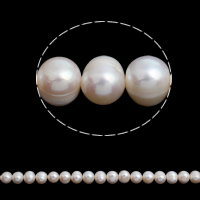 Perlas Patata Freshwater, Perlas cultivadas de agua dulce, natural, Blanco, 9-10mm, agujero:aproximado 0.8mm, longitud:aproximado 15.5 Inch, Vendido por Sarta
