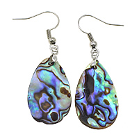 Abalone Shell Earring, brass earring hook, Teardrop, platinum color plated, natural, 50mm 