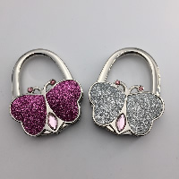 Zinc Alloy Bag Hanger, Butterfly, platinum color plated, with rhinestone & colorful powder 