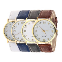 Unisex Wrist Watch, Zinc Alloy, with PU Leather & Glass, Chinese movement, plated, adjustable & waterproof 20mm Approx 9.4 Inch 