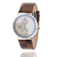 Unisex Wrist Watch, Zinc Alloy, with PU Leather & Glass, Chinese movement, plated, adjustable & waterproof & luminated, coffee color 20mm Approx 9.4 Inch 
