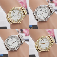 Unisex Wrist Watch, Zinc Alloy, with Glass, Chinese movement, plated, with rhinestone 40mm, 20mm Approx 9.4 Inch 