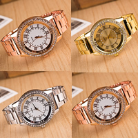 Unisex Wrist Watch, Zinc Alloy, with Glass, Chinese movement, plated, with rhinestone 45mm, 20mm Approx 9.4 Inch 
