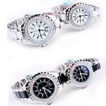 Couple Watch Bracelets, Zinc Alloy, with Porcelain Paper & Glass, platinum color plated, with rhinestone cadmium free, 34mm, 39mm, 15-18mm 