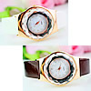 Women Wrist Watch, Zinc Alloy, with PU Leather & Glass, plated, for woman & faceted & with rhinestone 35mm, 16mm Approx 8.2 Inch 