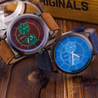 Unisex Wrist Watch, Zinc Alloy, with Canvas & Glass, Chinese movement, plated, adjustable 40mm, 18mm Approx 9.3 Inch 